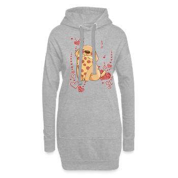 Hund liebt Pizza - Hoodie-Kleid - Grau meliert - Vorne