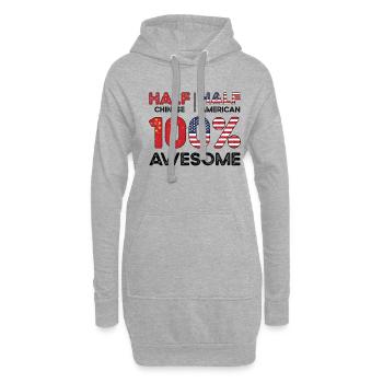 La moitié des Américains chinois et chinois - Sweat-shirt à capuche long Femme - gris chiné - Devant