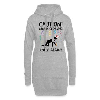 Karneval Kostüm Kölle Alaaf Köln Caution Drunk - Hoodie-Kleid - Grau meliert - Vorne