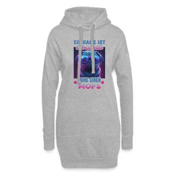 Hunde Spruch Mops Design für Hundeliebhaber - Hoodie-Kleid - Grau meliert - Vorne