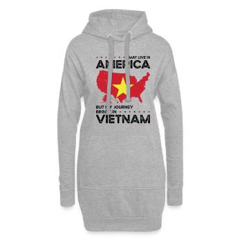 Né vietnamien Vietnam États-Unis - Sweat-shirt à capuche long Femme - gris chiné - Devant