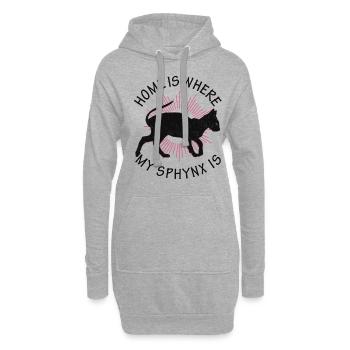 Zuhause Ist, Wo Mein Sphynx Kätzchen Ist - Hoodie-Kleid - Grau meliert - Vorne