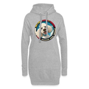 Dog Cartoon Poodle Design pour les amoureux des chiens - Sweat-shirt à capuche long Femme - gris chiné - Devant