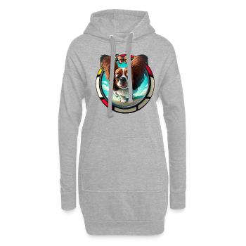 Hunde Spruch Papillon Design für Hundeliebhaber - Hoodie-Kleid - Grau meliert - Vorne