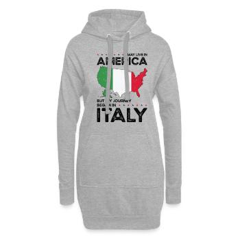 Né en Italie Italie États-Unis - Sweat-shirt à capuche long Femme - gris chiné - Devant