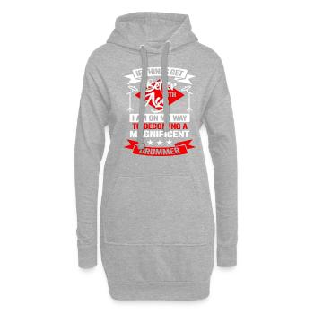 Schlagzeuger in einer Band | Drummer Musiker - Hoodie-Kleid - Grau meliert - Vorne