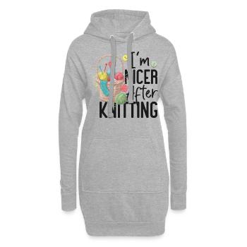 Knitting Knitter I'm Nicer After - Hoodie-Kleid - Grau meliert - Vorne
