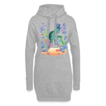 Schildkröte feiert Geburtstagsparty im Meer - Hoodie-Kleid - Grau meliert - Vorne