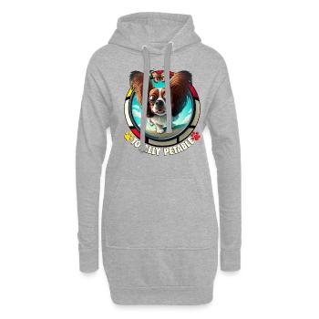 Hunde Spruch Papillon Design für Hundeliebhaber - Hoodie-Kleid - Grau meliert - Vorne
