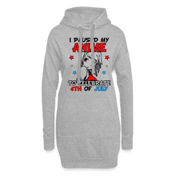 I paused my anime to celebrate 4th of july - Hoodie-Kleid - Grau meliert - Vorne