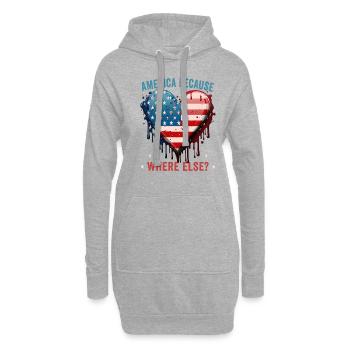 Amerikanisch Patriotisch USA Design - Hoodie-Kleid - Grau meliert - Vorne