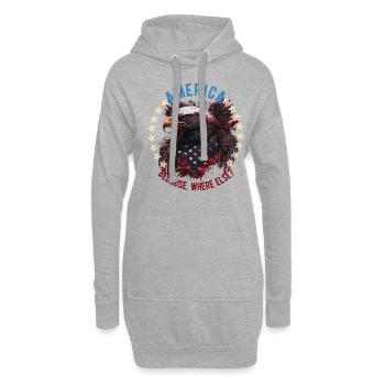Amerikanisch Patriotisch USA Design - Hoodie-Kleid - Grau meliert - Vorne
