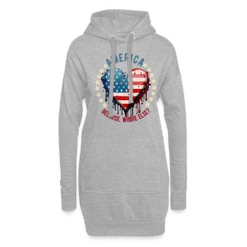 Amerikanisch Patriotisch USA Design - Hoodie-Kleid - Grau meliert - Vorne