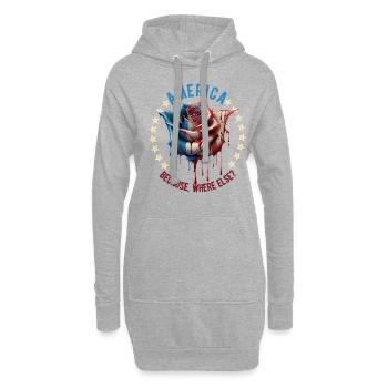 Amerikanisch Patriotisch USA Design - Hoodie-Kleid - Grau meliert - Vorne