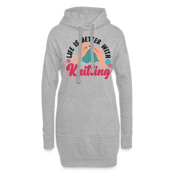 Knitting Knitter Life Is Better - Hoodie-Kleid - Grau meliert - Vorne