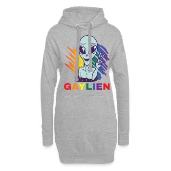 Gender Lesben, Schwule, Trans, Queer Regenbogen - Hoodie-Kleid - Grau meliert - Vorne