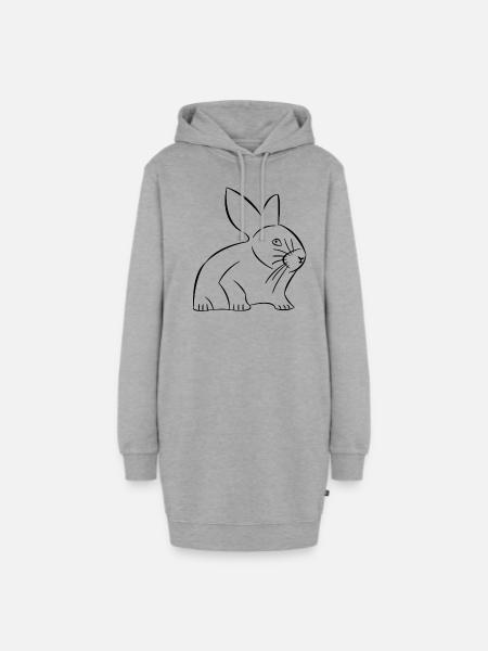 Hase gezeichnet - Hoodie-Kleid - Grau meliert