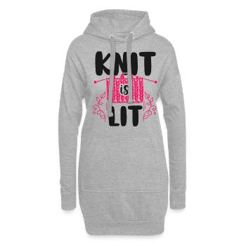 Knitting Knitter Pun Knit Is Lit - Hoodie-Kleid - Grau meliert - Vorne