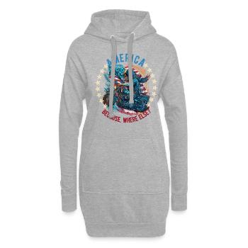American Patriotic USA Design - Sweat-shirt à capuche long Femme - gris chiné - Devant