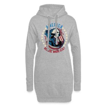 American Patriotic USA Design - Sweat-shirt à capuche long Femme - gris chiné - Devant