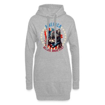 American Patriotic USA Design - Sweat-shirt à capuche long Femme - gris chiné - Devant