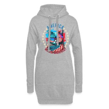 American Patriotic USA Design - Sweat-shirt à capuche long Femme - gris chiné - Devant