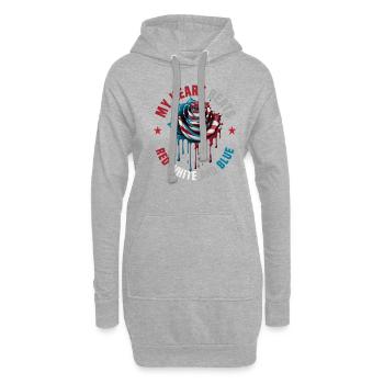 American Patriotic USA Design - Sweat-shirt à capuche long Femme - gris chiné - Devant