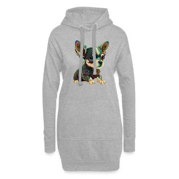Dog Cartoon Chihuahua Design pour les amoureux des chiens - Sweat-shirt à capuche long Femme - gris chiné - Devant