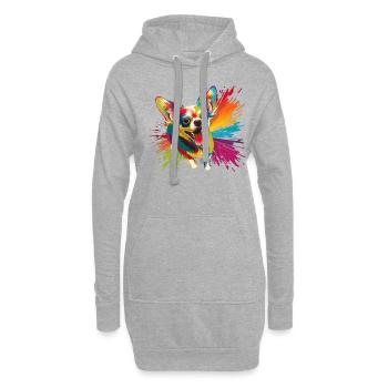 Dog Cartoon Chihuahua Design pour les amoureux des chiens - Sweat-shirt à capuche long Femme - gris chiné - Devant