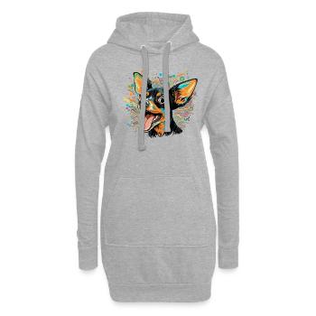 Dog Cartoon Chihuahua Design pour les amoureux des chiens - Sweat-shirt à capuche long Femme - gris chiné - Devant