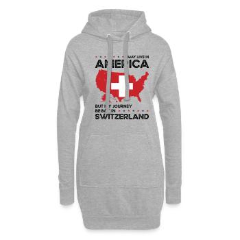 Né Suisse Suisse États-Unis - Sweat-shirt à capuche long Femme - gris chiné - Devant