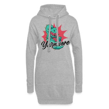 Knitting Knitter Pun Dinosaur - Hoodie-Kleid - Grau meliert - Vorne
