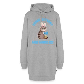 Frohe Ostern - Dünnes Eis - Katze - Hoodie-Kleid - Grau meliert - Vorne