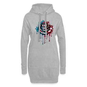 American Patriotic USA Design - Sweat-shirt à capuche long Femme - gris chiné - Devant