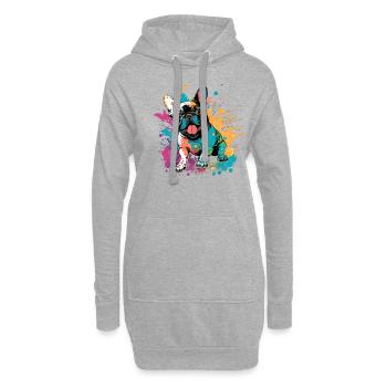 Chiens Bouledogue Français Amateurs de chiens - Sweat-shirt à capuche long Femme - gris chiné - Devant