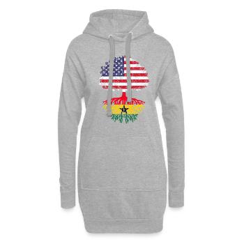 Drapeau américain du Ghana, Arbre Ghana - Sweat-shirt à capuche long Femme - gris chiné - Devant