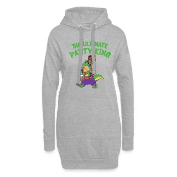 Carnaval Carnaval T-rex Dinosaure Party King - Sweat-shirt à capuche long Femme - gris chiné - Devant
