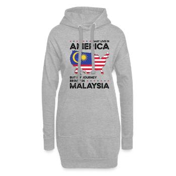 Geboren malaysisch Malaysia amerikanisch USA - Hoodie-Kleid - Grau meliert - Vorne