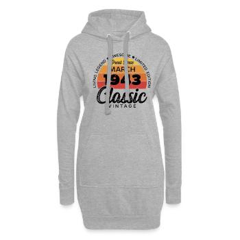 Retro 80 Jahre März 1943 Geburtstag Vintage Bday - Hoodie-Kleid - Grau meliert - Vorne