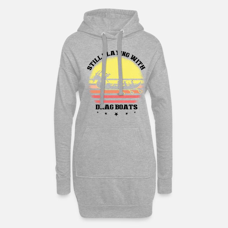 Drachenboot Trainer und Drachenboot - Hoodie-Kleid - Grau meliert