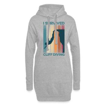 I Survived Cliff Diving Cliff Dive Cliff Jumping T - Hoodie Dress - heather grey - Front