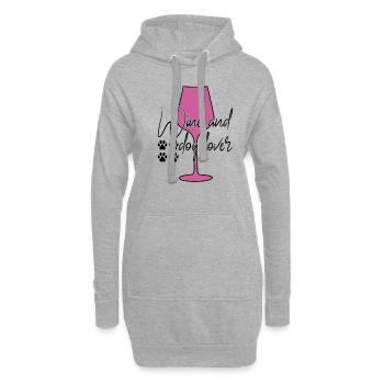 Amateurs de vin et de chiens - Sweat-shirt à capuche long Femme - gris chiné - Devant
