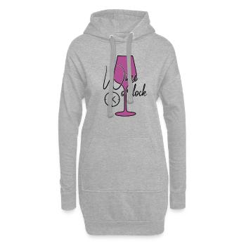 Wein Uhrzeit lustiger Spruch - Hoodie-Kleid - Grau meliert - Vorne