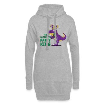 Carnaval Carnaval T-rex Dinosaure Party King - Sweat-shirt à capuche long Femme - gris chiné - Devant