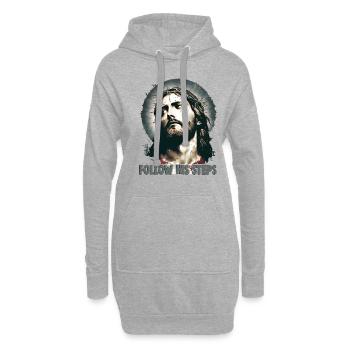 Christliche Zitate Designs Follow His Steps - Hoodie-Kleid - Grau meliert - Vorne