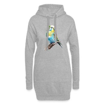 Perruche perruche, perruche - Sweat-shirt à capuche long Femme - gris chiné - Devant