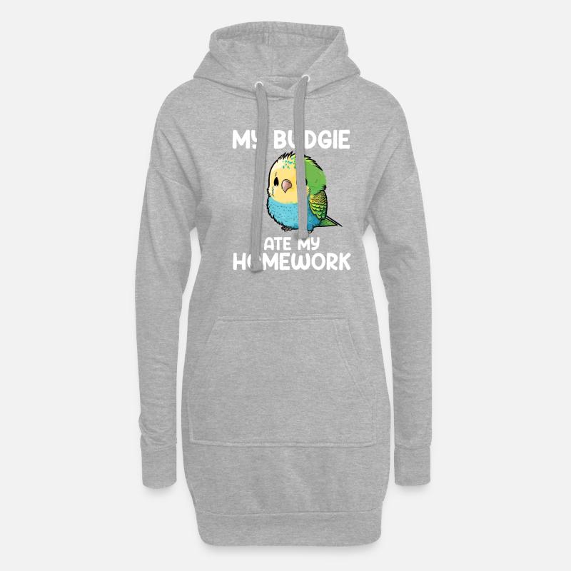 budgerigar parakeet, Budgie - Hoodie-Kleid - Grau meliert