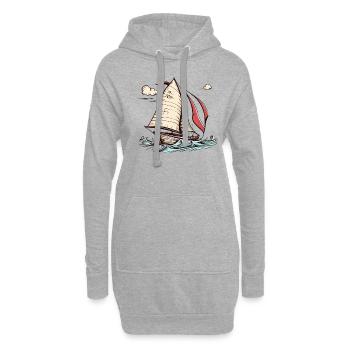 Boot Segelboot Segeln - Hoodie-Kleid - Grau meliert - Vorne