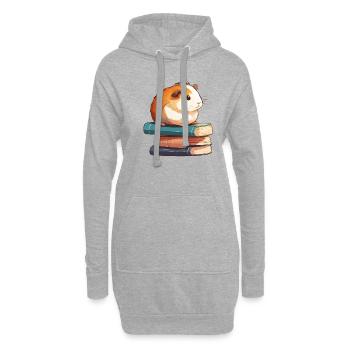 Guinea pig siting in stack of books guinea pig - Hoodie-Kleid - Grau meliert - Vorne