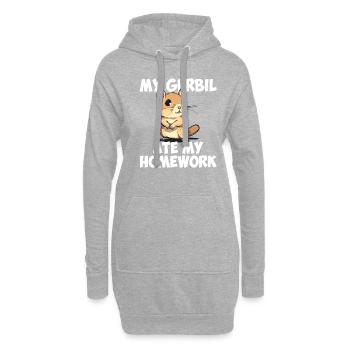 Gerbille a mangé mes devoirs, gerbille - Sweat-shirt à capuche long Femme - gris chiné - Devant